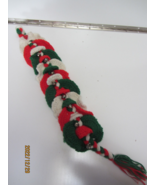 Vintage Handmade Crochet Door Hanger Red White &amp; Green with Jingle Bells - £7.96 GBP
