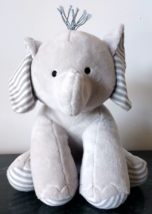 Baby Aspen Plush Elephant Stuffed Animal Gray Striped Ears Feet 2018 Sitting 8&quot; - £8.74 GBP