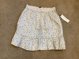 Rachel Zoe Linen Floral Blue White Print Midi Skirt Size Small NWT - £20.78 GBP