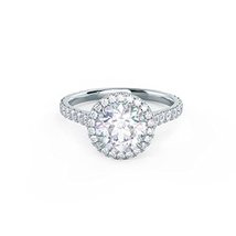 2.00carat-  Round Cut Moissanite Engagement Ring With Halo Stone In 14k Gold - £746.50 GBP