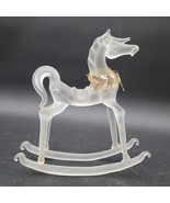 Silvestri Rocking Horse Hand Blown Frosted Glass Christmas Figure Gold C... - $27.15 CAD