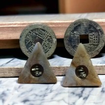 Very unique vintage earrings~Chinese coin with pyramid - $27.72