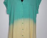 Umgee Womens Shirt Sz Small Linen Blend Beach Top Button Blouse Short Sl... - £23.83 GBP