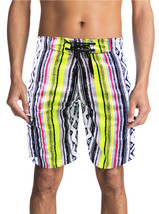 NWT STRIPED DIAMOND SUMMER SURF SPORT MEN&#39;S SWIMWEAR TRUNKS SLIM FIT BOA... - $7.64
