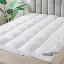 2 Inch Mattress Topper Overfilled Pillow Top Matress Pad Bed Cover Plush Soft  - £54.46 GBP+