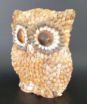 Vintage Handcrafted Sea Shell Folk Art Owl Statue Figurine Beach Decor - £14.24 GBP