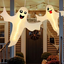 2Pcs Halloween Ghost Lighted Hanging Decoration Outdoor Decor - Hallowmas Tree H - £24.04 GBP