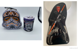 Star Wars Metal Tin Case Lot Halloween Orange Stormtrooper, Darth Maul & Bank - $7.59