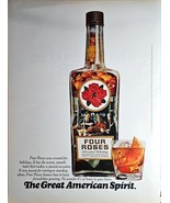 1968 Four Roses Whisky Vintage Print Ad &quot;The American Spirit&quot; Blended Wh... - $10.47