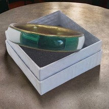 Malachite and brass bangle braceletScuffing on inside of braceletAnd edging - £45.08 GBP