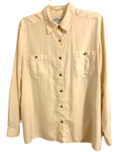 Orvis Silk Blouse Size XL Long Sleeve Cream Pale Yellow Pockets FLAW - £8.14 GBP