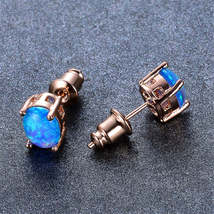 Blue Egg Opal &amp; 18K Rose Gold-Plated Stud Earrings - £12.81 GBP