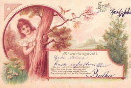 Antique Postcard Germany Early 1900&#39;s Peek-A-Boo Around The Tree - £4.03 GBP