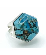 Jay King Desert Rose Trading Sterling Silver Gold Matrix Turquoise Ring ... - $57.42