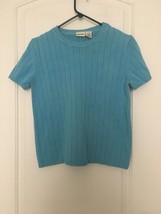 Cherokee Women’s Juniors Short Sleeve Sweater Blue Crew Neck Size Large - £25.67 GBP