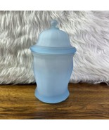 Vintage Indiana Glass Blue Satin Frosted Panel Apothecary Ginger Jar w/ Lid - $42.14 CAD