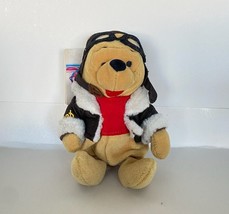 Winnie the Pooh Pilot Plush Disney Jacket Cap Googles Stuffed Animal Bea... - $10.80