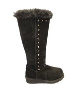 BEARPAW Dorothy Boots Womens 5 Girls 3 Black Suede Faux Fur Side Zipper - $58.05