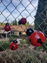 Set of 4, Metal RED Lady Bug, Yard Art, Fence Decor, Home Decor - $16.74