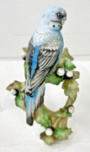 Vintage Parakeet 3D Wall Plaque Hanger Bird on Branch w Berries Leaves 6... - $24.26