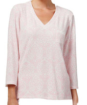 Miss Elaine Womens Printed Brushed Waffle Knit Top Size Medium Color Pink Damk - £20.58 GBP