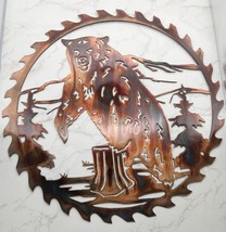 Bear in the woods Saw Blade - Metal Wall Art - Copper Plated 15&quot; x 15&quot; - £34.15 GBP