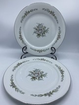 Dinner Plate Maria by Regency Fine China White Blue Rose Silver Trim Width 10.5&quot; - £11.06 GBP