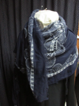 &quot;&quot;DARK BLUE WITH A LARGE DESIGN - EXTRA LARGE - SEMI SHEER SCARF&quot;&quot; - NWT - £7.02 GBP