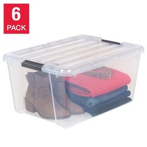 Iris Storage Containers Plastic Bins Stackable Tubs Boxes With Lids 45 Qt ~ 6PK - $50.99