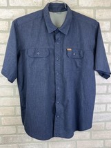 Orvis Mens Travel Camp Shirt Short Sleeve Button Down Blue Size L - $15.84