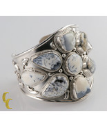 Sterling Silver .925 Cuff Bracelet Blue Cream Speckled Stones - £523.89 GBP