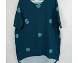 Lularoe Irma Tunic Dark Greenish Blue With Greenish Blue Polka Dots Size XS - $10.88