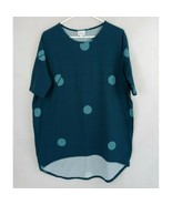 Lularoe Irma Tunic Dark Greenish Blue With Greenish Blue Polka Dots Size XS - $14.77 CAD