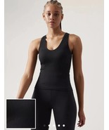 ATHLETA XS Black Aurora Camisole Rib Tank Top Yoga V-neck Wic Seamless S... - $24.70