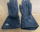 Harley Davidson Womens Black Leather  Gauntlet Gloves Size Small w/ Meta... - $18.61