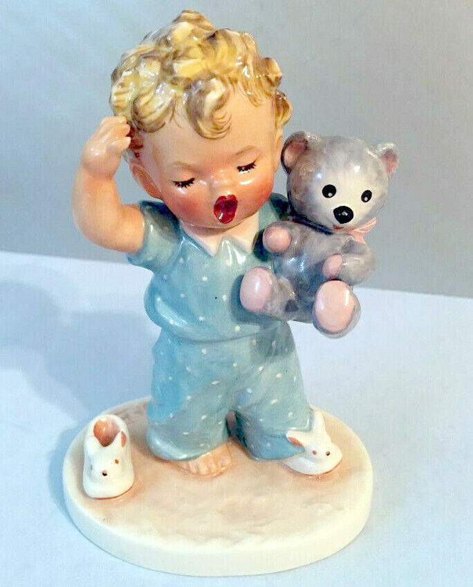 Goebel Charlot Byj 11 Sleepy Head Yawning Boy & Teddy Bear Figurine 1957 5"H - £33.73 GBP