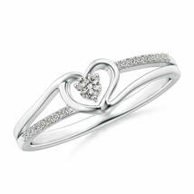 Angara Natural 2.5mm White Diamond Heart Ring in Sterling Silver (Ring Size: 10) - $256.71