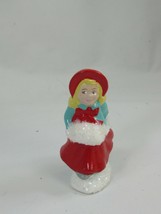 Vintage Hand Painted Ceramic Christmas Village Skating Girl Muff 51537 Figurine - $15.83
