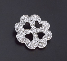 1-3/4&quot; /4.5cm wide - 3pc Round &amp; Heart Shaped Flower Clear White Brooch Pin B385 - £7.98 GBP