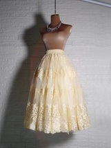 Layered Tulle Lace Skirt Yellow Wedding Lace Tulle Skirt Holiday Skirt Plus Size image 10