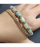 Burmese Cylindrical Beads Jadeite Bracelet With Rhinestone Bracelet SL160 - $107.30