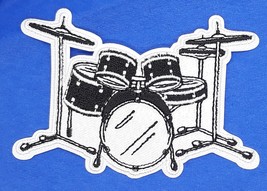 Drum &amp; Cymbal Set Iron On Embroidered Patch3 3/4&quot;x 2 1/2&quot; - £5.10 GBP