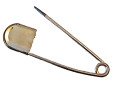 Risdon Large Safety Pin Brooch Key-Tag 4&quot; Long Kilt Closure Metal - £14.97 GBP