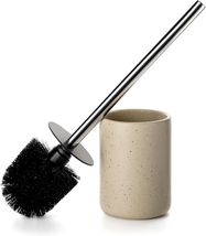 Ceramic Toilet Brush &amp; Holder Set - Freestanding Deep-Cleaning Toilet Bo... - $20.54