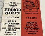 Lot Of 2 Matchbook  Covers  Mom’s Dutch Kitchen  Clewiston, FL  gmg - £11.84 GBP