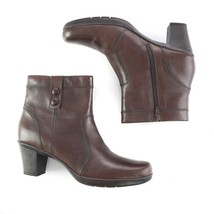 Clarks Bendables Brown Leather Ankle Boots Booties Side Zipper Heels Wom... - £31.52 GBP