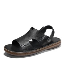 Large Size 46 Men Sandals Comfort Leather Sandals Summer Quality Beach Slippers  - £48.60 GBP