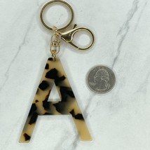 Gold Tone Animal Print A Initial Monogram Keychain Keyring - £5.46 GBP