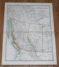 1907 Antique Map Of British Columbia Alberta Northwest Territories Canada - £22.69 GBP
