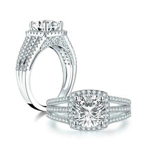 Halo Split Shank Engagement Ring, 2.26 CT Round Colorless Wedding Ring Gifts - £92.85 GBP